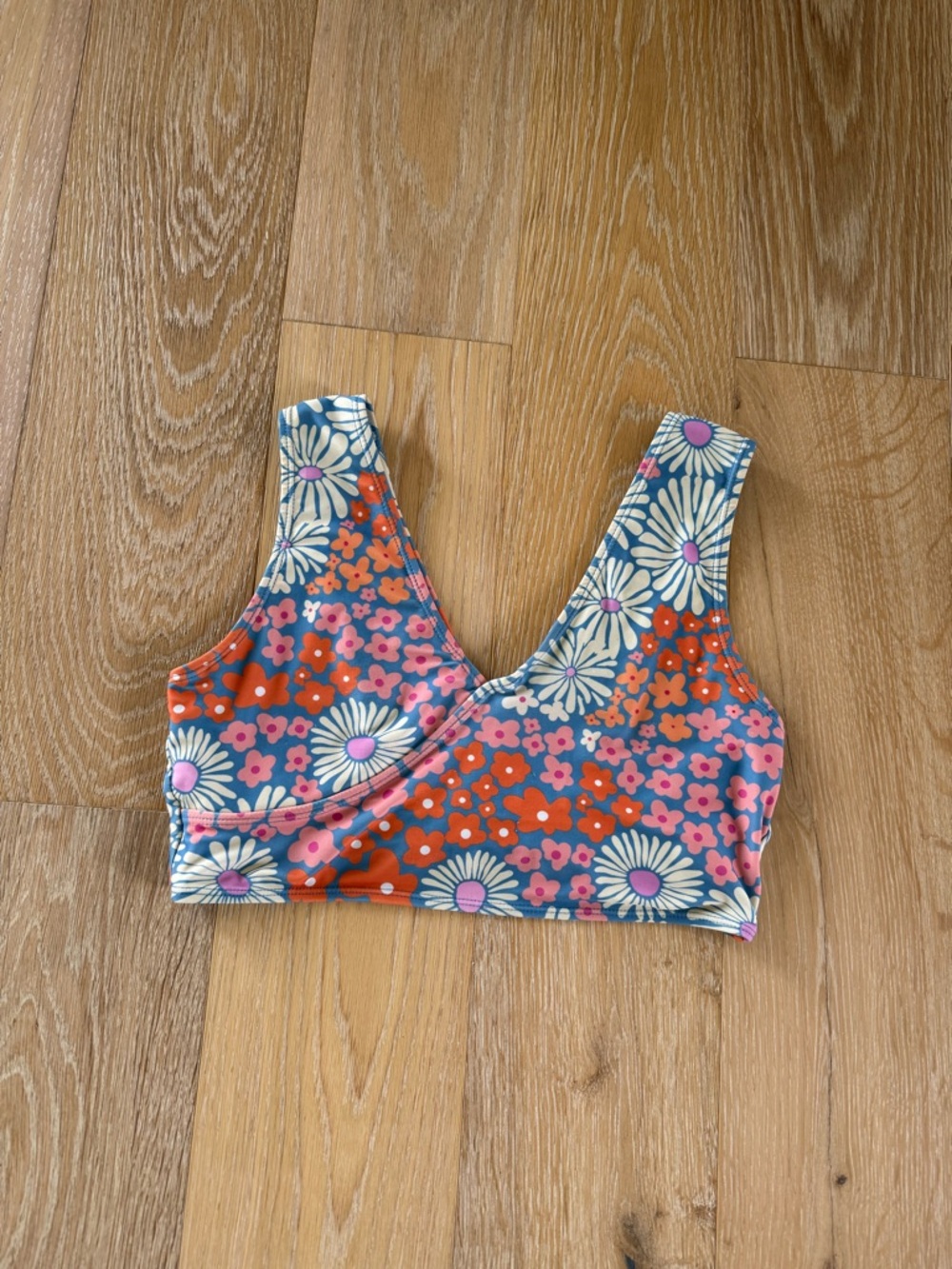 Nani Swimwear Floral Waves Twist Back Crop Swim Top Size Small